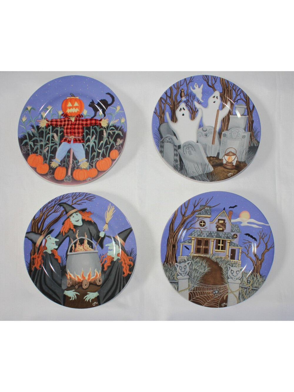 Vtg Gibson Claire Murray Hallows Eve Halloween Dessert Plates Set of 4